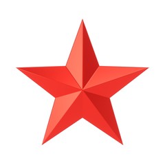 3D Rendering Red Star isolated on white