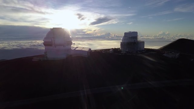 Sunrise over the Gemini North Telescope of Mauna Kea Astronomical Observatory, Hawaii. USA