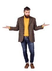 young man doing a balance gesture