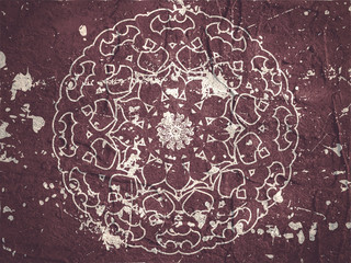 Old concrete wall surface texture. Decorative ornamental symbol. Grunge distress texture.