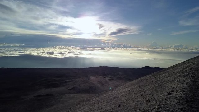 Dawn sky over the summit of Mauna Kea landscape of Big Island of Hawaii, USA