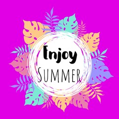 Enjoy summer - trendy hand lettering poster.