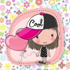 Cute Cartoon girl with balloon