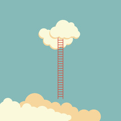Success ladder leading to cloud and many short ones. Business, goal, competition, unique, progress, challenge, hope and leadership concept. © Nattapol_Sritongcom