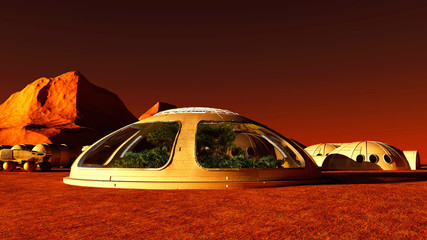 The image of Mars base 3D illustration