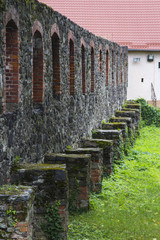 Ancient stone wall of Uzhhorod castle. Ukraine