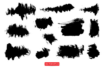 set of hand drawn painted scratched vector Illustrations template of grunge banners abstract background brush texture for promotion sale. isolated on white