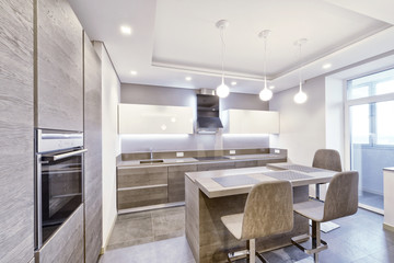 Interior design modern kitchen in the new house.
