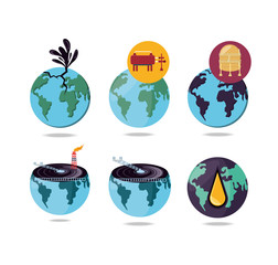 oil industry with world planet vector illustration design
