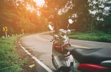 Vintage tone of Motorcycle on road.