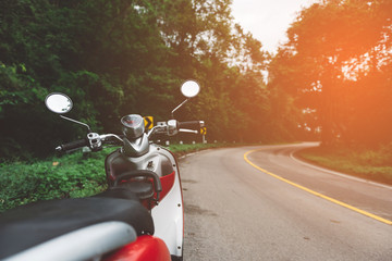 Vintage tone of Motorcycle on road.