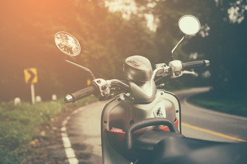 Vintage tone of Motorcycle on road.