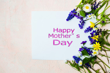 Happy Mothers day card with spring flowers