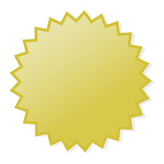 Isolated golden label over white background. Blank gold token. Gold sign stamp vector illustration