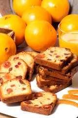 delicious dried fruit cake with oranges