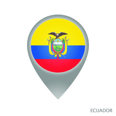 Map pointer with flag of Ecuador. Gray abstract map icon. Vector Illustration.