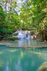 Erawan waterfall in national park  forest , Kanchanaburi Province, Thailand