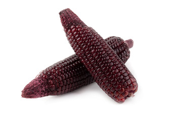 Fresh purple corns isolated on a white background