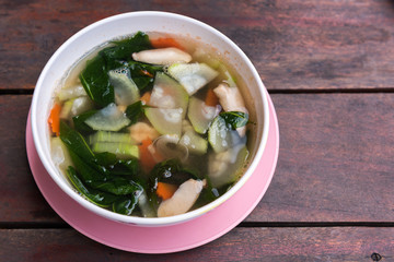 Thai Spicy Mixed Vegetable Soup with Prawns