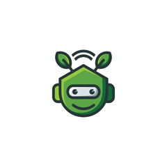 Go green robot logo template vector illustartion