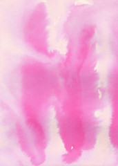 Pink watercolor background with glitch. Diluted paint 