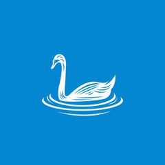 swan vector, swan over water logo template vector illustration