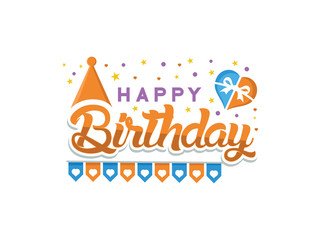 Happy Birthday typographic vector design for greeting cards, Birthday card, invitation card. Isolated birthday text, lettering composition. Vector Illustration 
