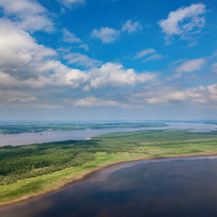 Landscape with river and great clouds