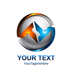 Initial letter TT logo template colored silver blue orange circle sphere design for business and company identity