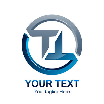 Initial letter TT logo template colored silver blue circle design for business and company identity