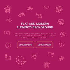 transports, industry, health, money outline vector icons and elements background concept on violet background...Multipurpose use on websites, presentations, brochures and more