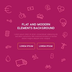 transports, industry, health, money outline vector icons and elements background concept on violet background...Multipurpose use on websites, presentations, brochures and more