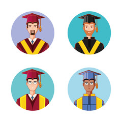 graduate man avatar character vector illustration design