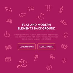 Obraz premium transports, industry, health, money outline vector icons and elements background concept on violet background...Multipurpose use on websites, presentations, brochures and more