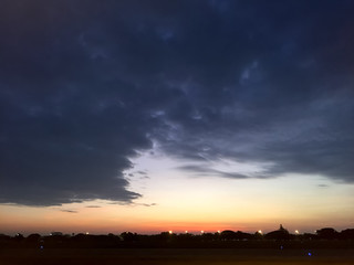 background weather of the storm cloudy sky over the airport.