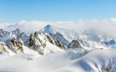Fototapeta na wymiar Wintertime view from Mt. Titlis in Switzerland