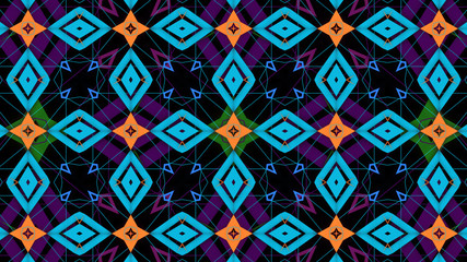 Blue geometric pattern kaleidoscope. Geometric blue background.