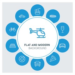 transports, food, drinks, travel Infographic Circle outline Icons Set. Contains such Icons as  business,  website,  elements,  background,  pattern,  banner and more. ..Fully Editable. Pixel Perfect