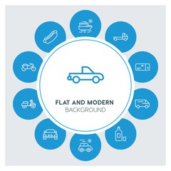 Fototapeta premium transports, food, drinks, travel Infographic Circle outline Icons Set. Contains such Icons as business, website, elements, background, pattern, banner and more. ..Fully Editable. Pixel Perfect