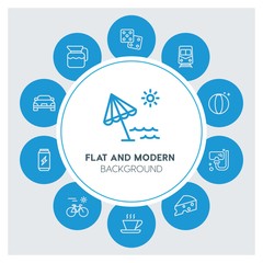 transports, food, drinks, travel Infographic Circle outline Icons Set. Contains such Icons as  business,  website,  elements,  background,  pattern,  banner and more. ..Fully Editable. Pixel Perfect