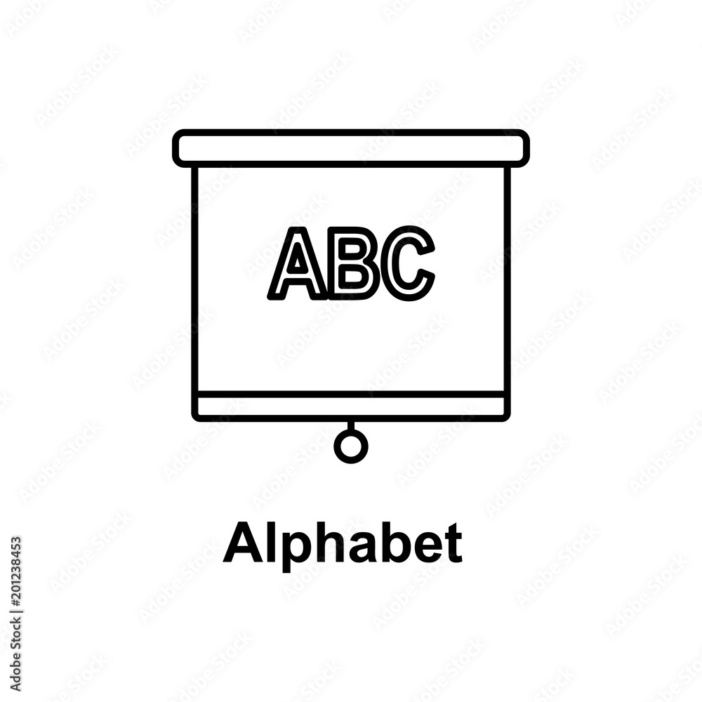 Poster alphabet on the blackboard icon. element of school icon for mobile concept and web apps. thin line i