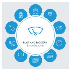 transports, food, drinks, travel Infographic Circle outline Icons Set. Contains such Icons as  business,  website,  elements,  background,  pattern,  banner and more. ..Fully Editable. Pixel Perfect