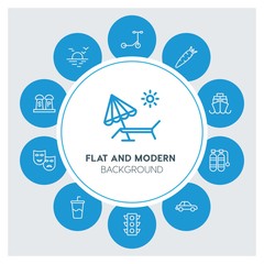 transports, food, drinks, travel Infographic Circle outline Icons Set. Contains such Icons as  business,  website,  elements,  background,  pattern,  banner and more. ..Fully Editable. Pixel Perfect