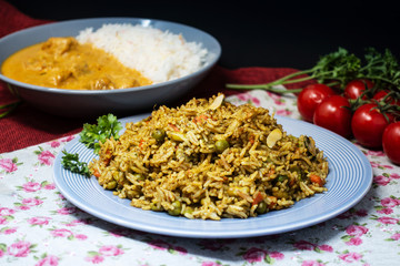 Tasty Indian food basmati rice on a plate