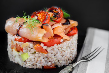 Smoked Salmon On Spelt With Vegetables