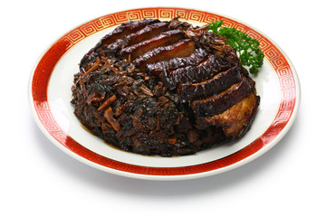 steamed pork belly with preserved mustard greens, Hakka chinese cuisine