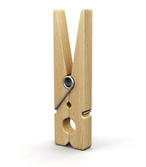 Wooden clothespin. Image with clipping path