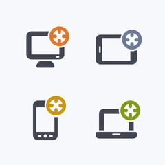 Targets On Devices - Glyph Duo Icons. A set of 4 professional, pixel-perfect icons.