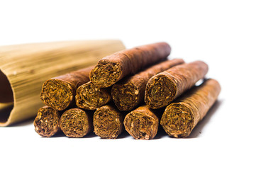 Cuban cigars isolated on white