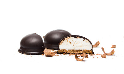 Cacao dessert with cream isolated on white